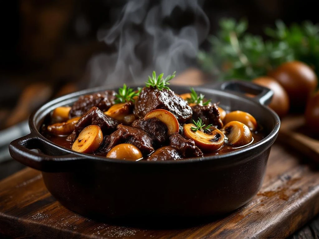 Hoe maak je stoofvlees met champignons?